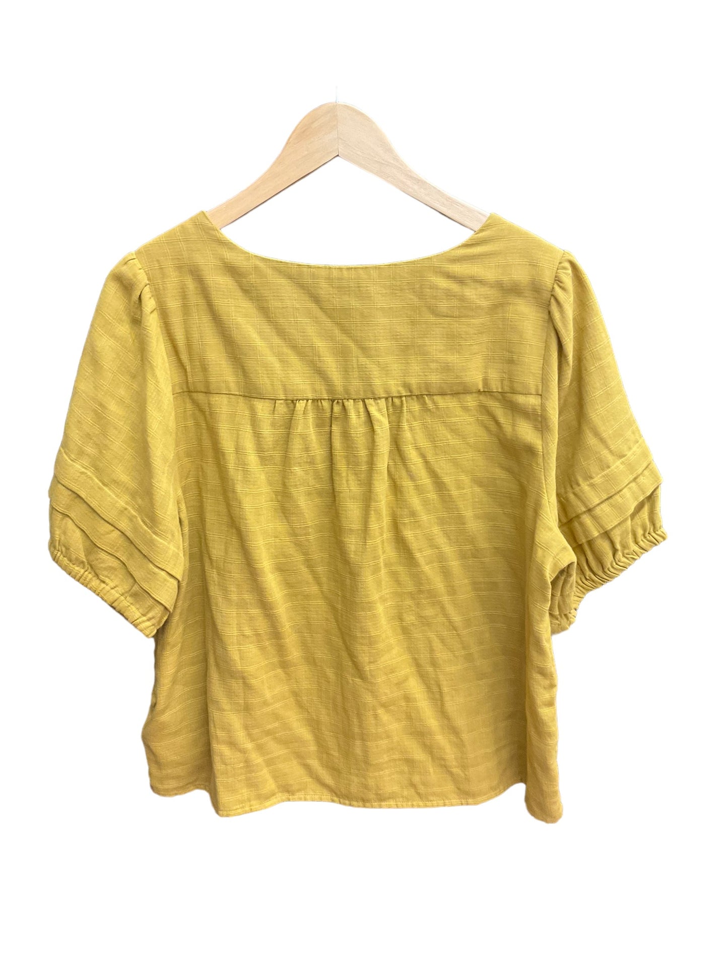 Yellow Blouse Short Sleeve Madewell, Size Xl
