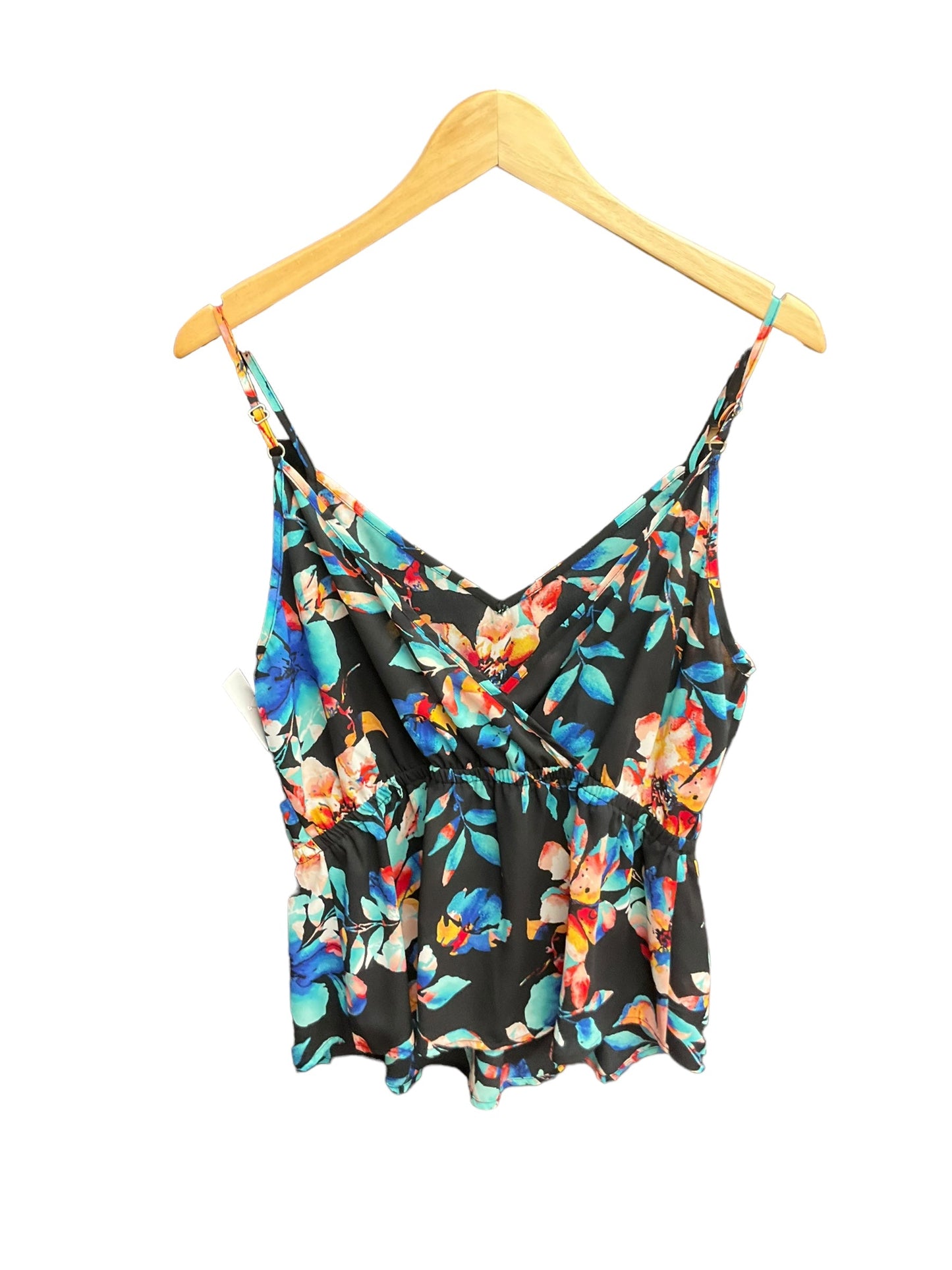 Floral Print Top Sleeveless Lily White, Size L