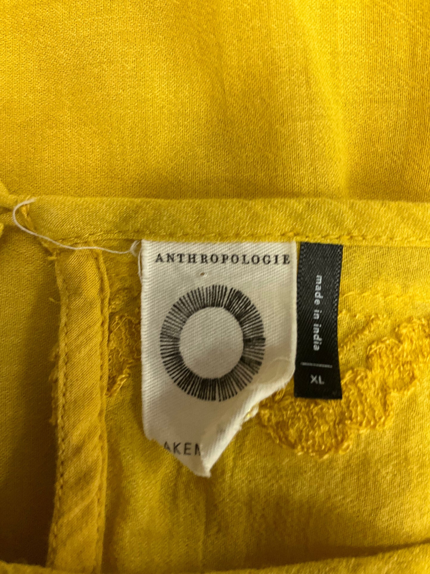 Yellow Top Short Sleeve Anthropologie, Size Xl