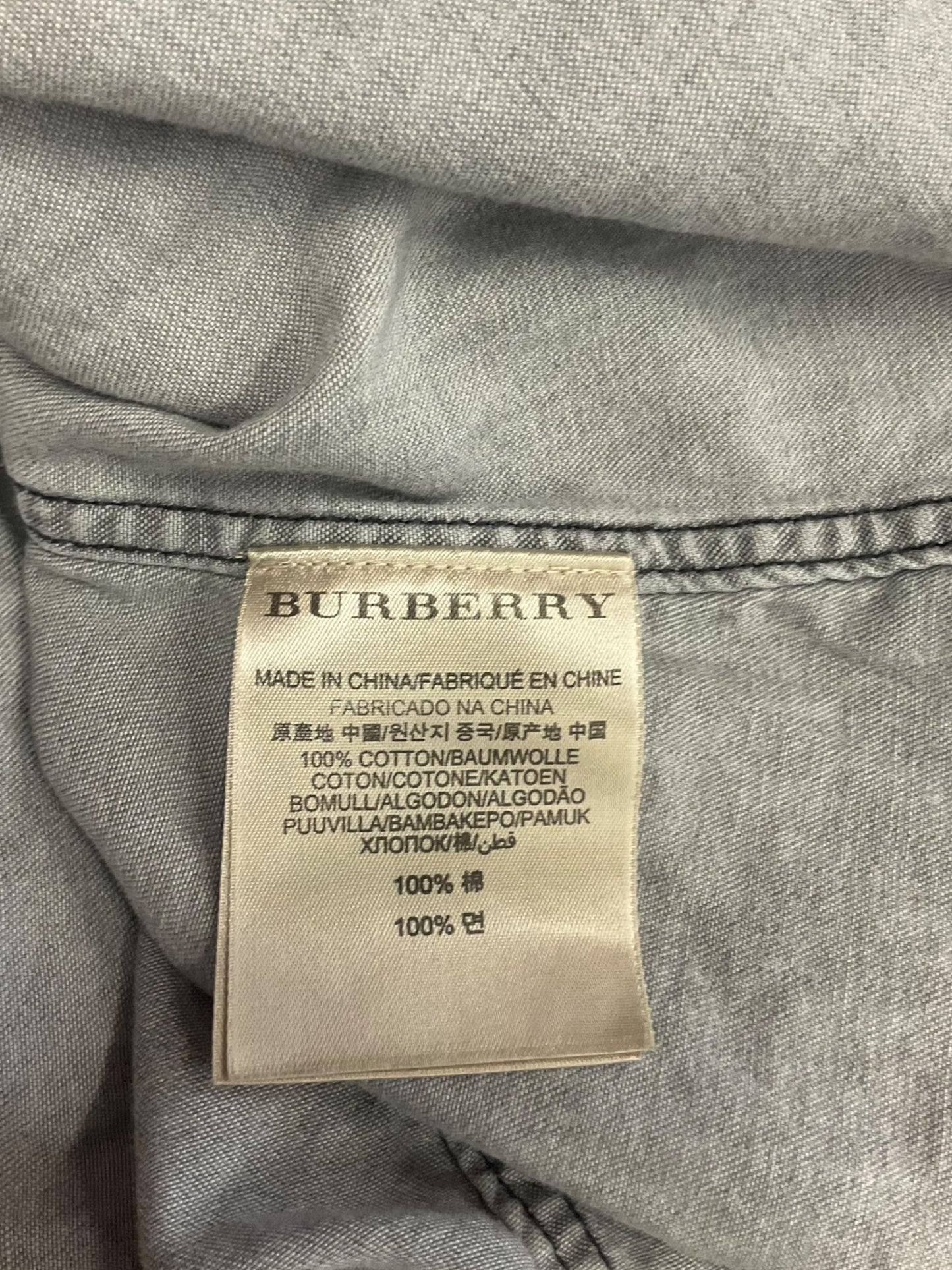 Blouse Luxury Designer By Burberry In Grey, Size: L