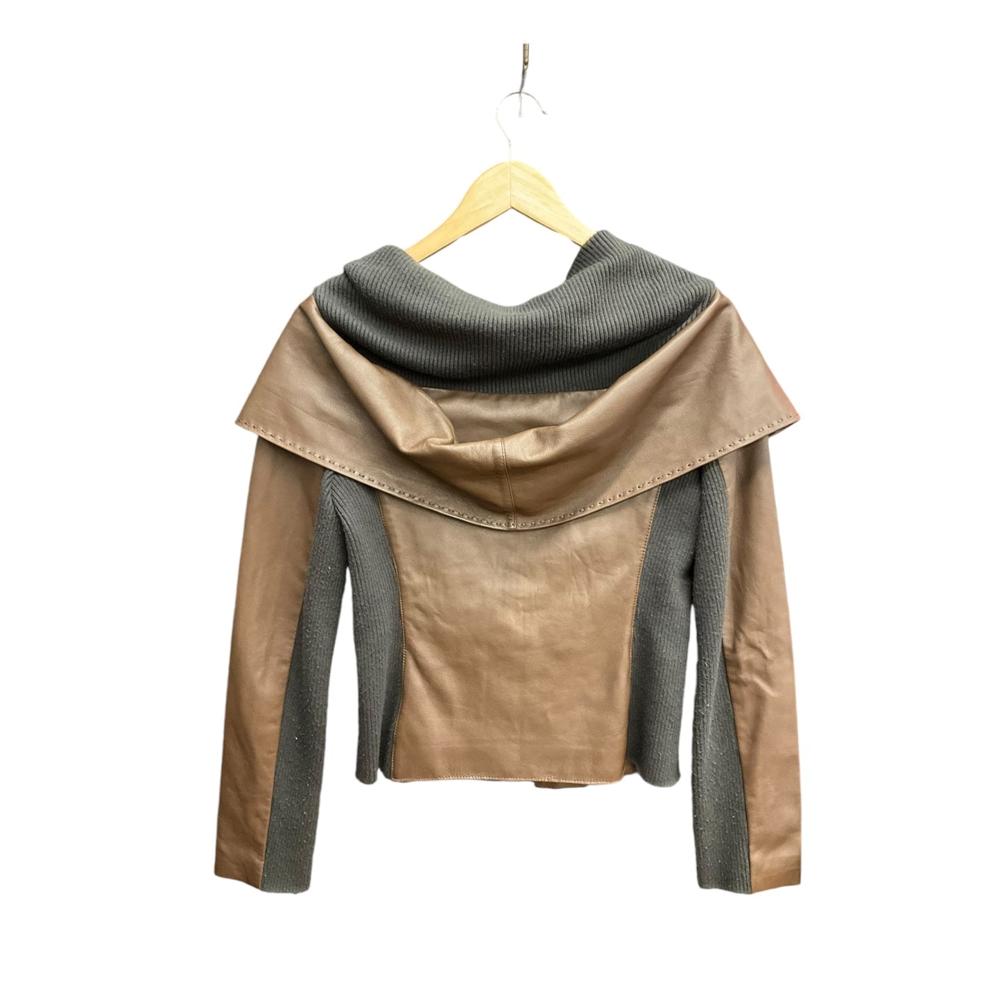 Jacket Moto Leather By Bcbgmaxazria In Black & Brown, Size: S