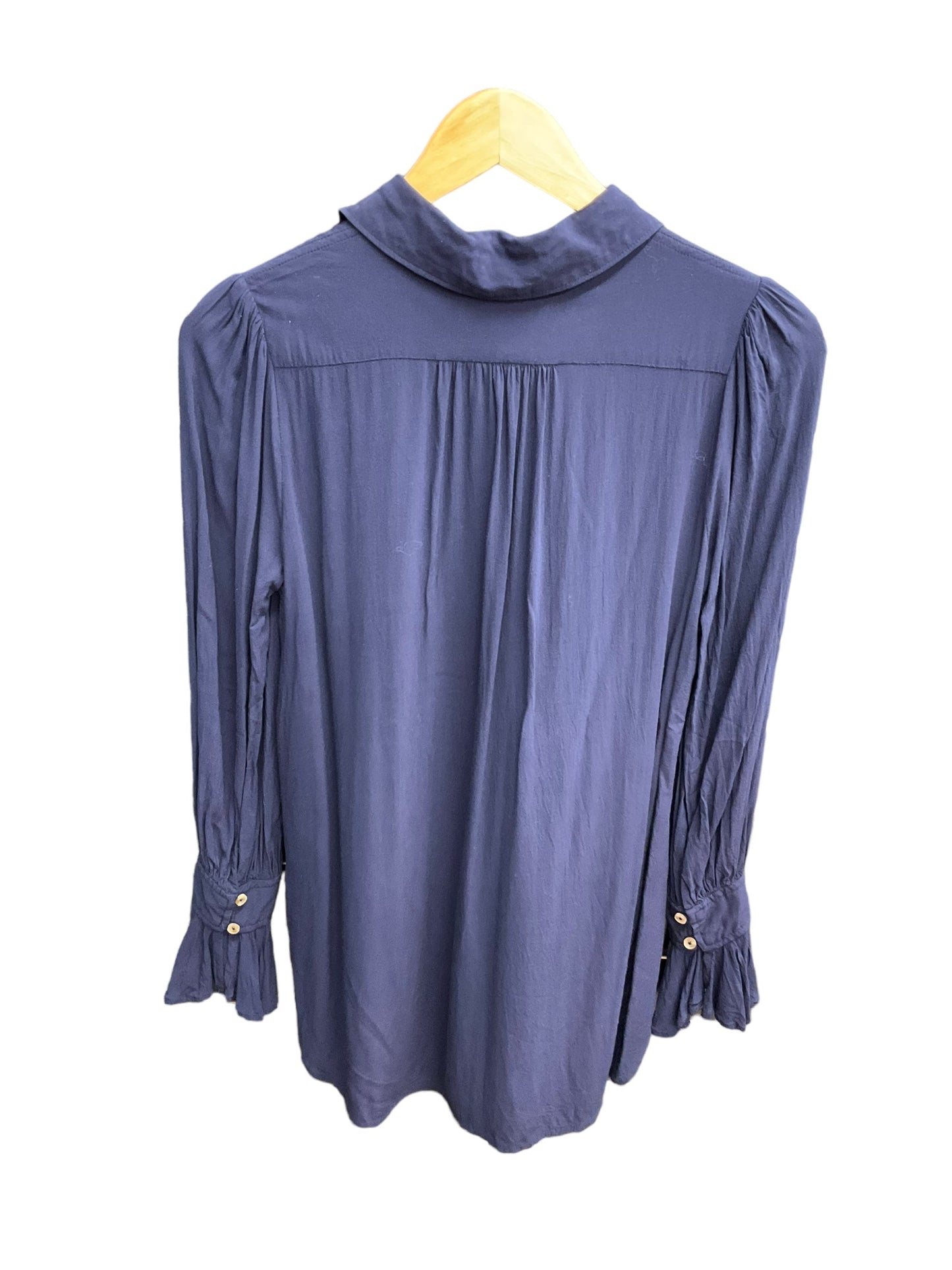 Navy Blouse Long Sleeve Maeve, Size Xs