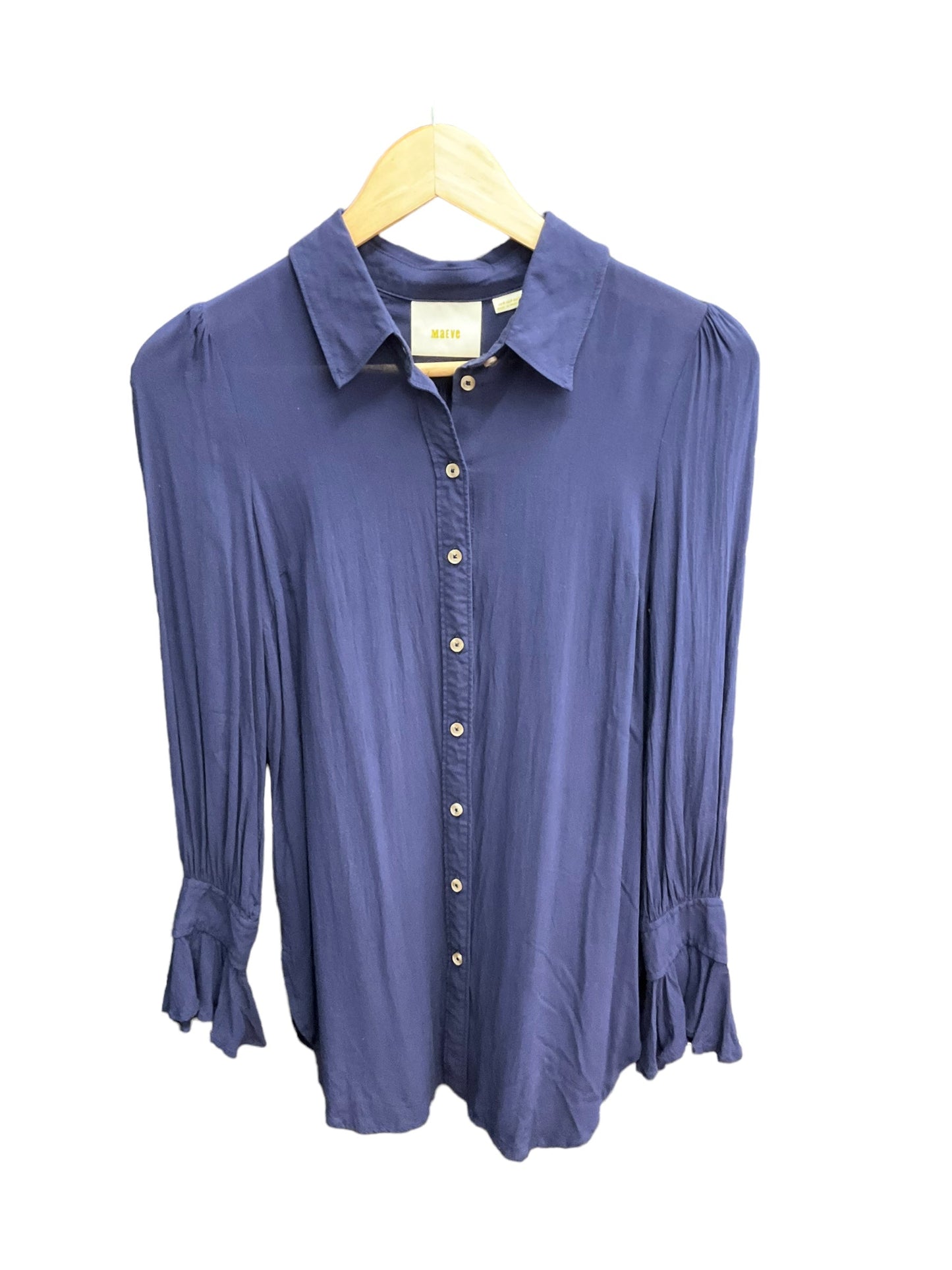 Navy Blouse Long Sleeve Maeve, Size Xs