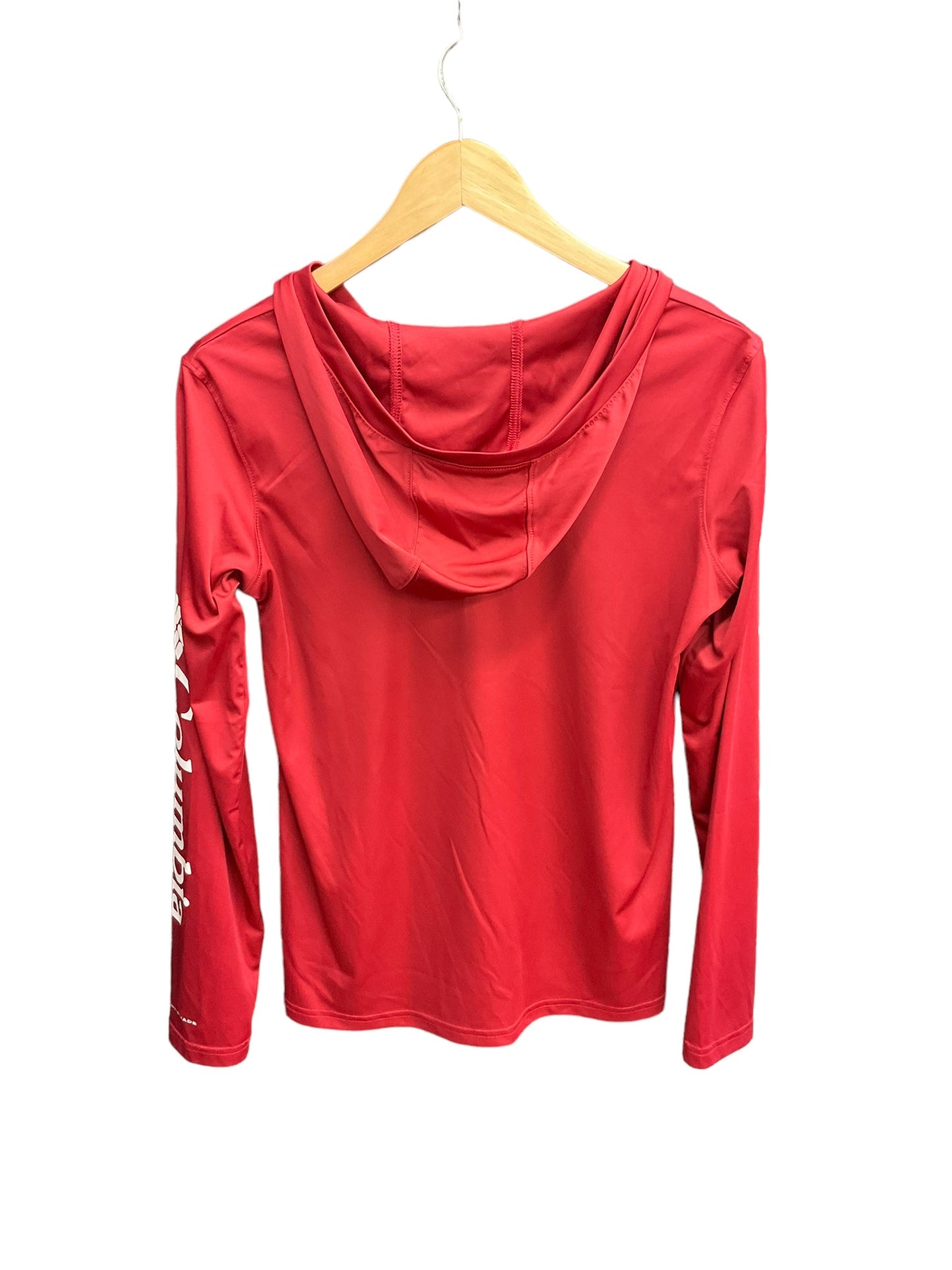 Red Athletic Top Long Sleeve Collar Columbia, Size M