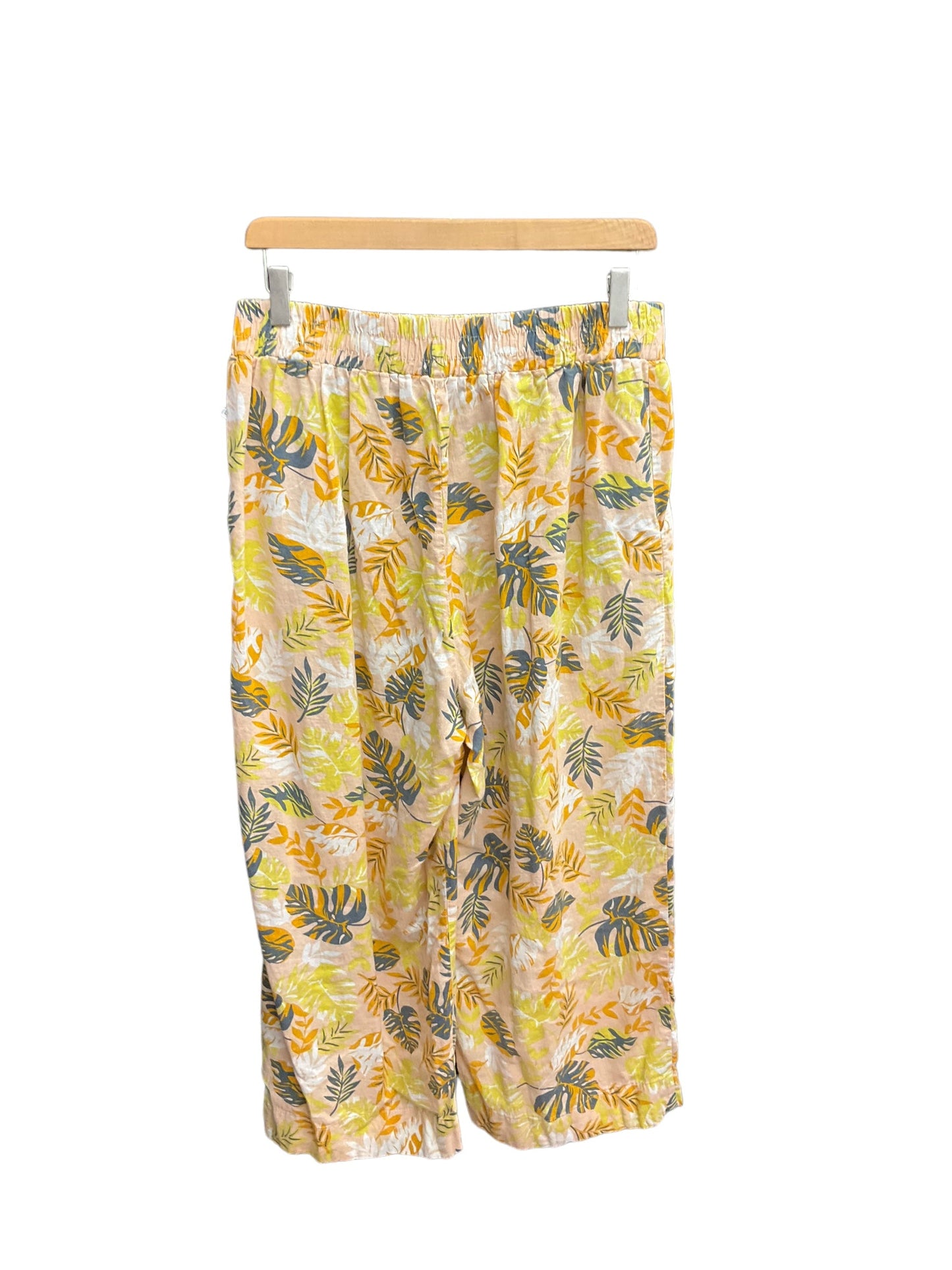 Tropical Print Pants Linen Nicole Miller, Size 14