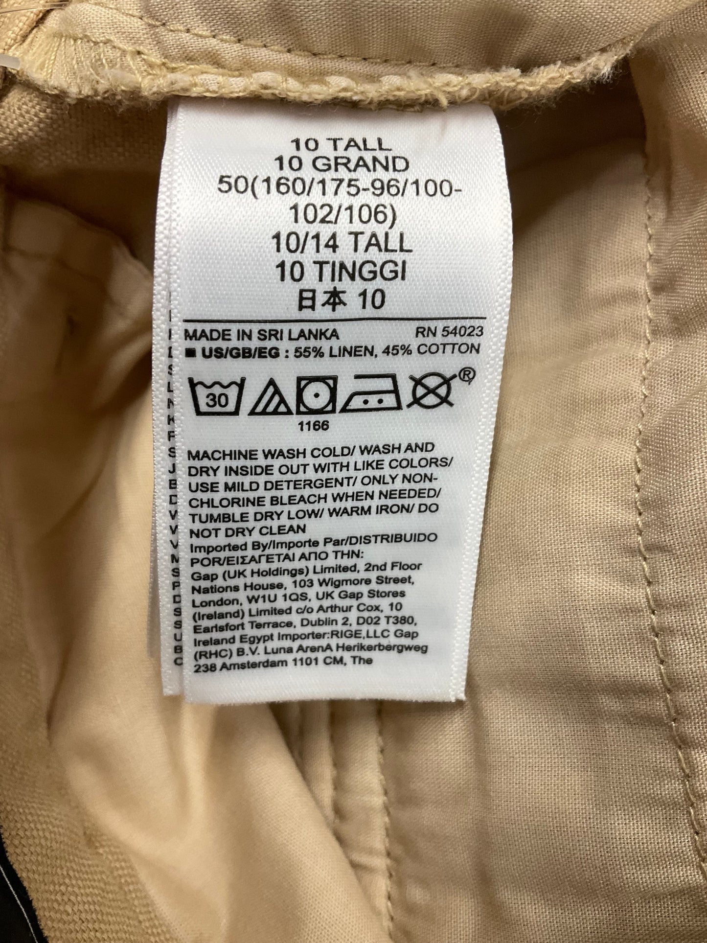 Tan Pants Wide Leg Gap, Size 10