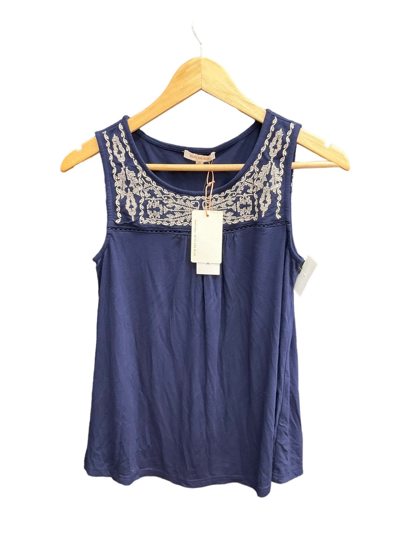 Blue & White Top Sleeveless Skies Are Blue, Size Xs