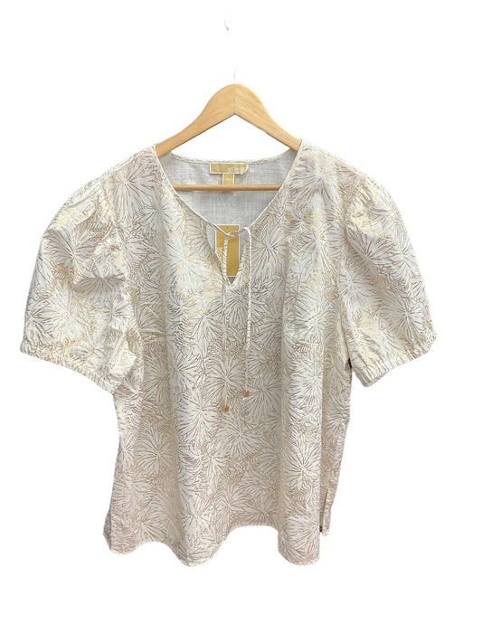 Gold & White Top Short Sleeve Michael By Michael Kors, Size 3x