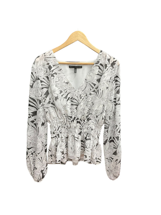 Floral Print Top Long Sleeve White House Black Market, Size L