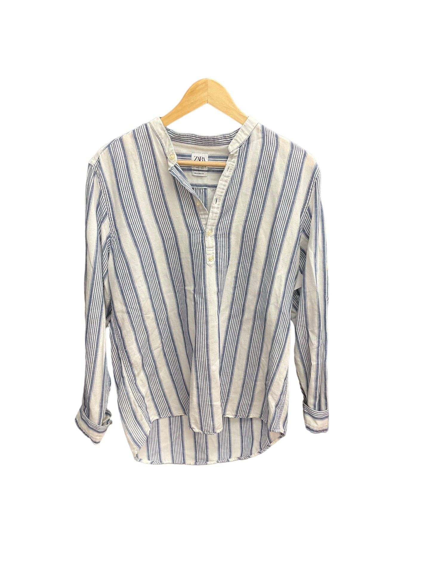 Blue & White Top Long Sleeve Zara, Size M