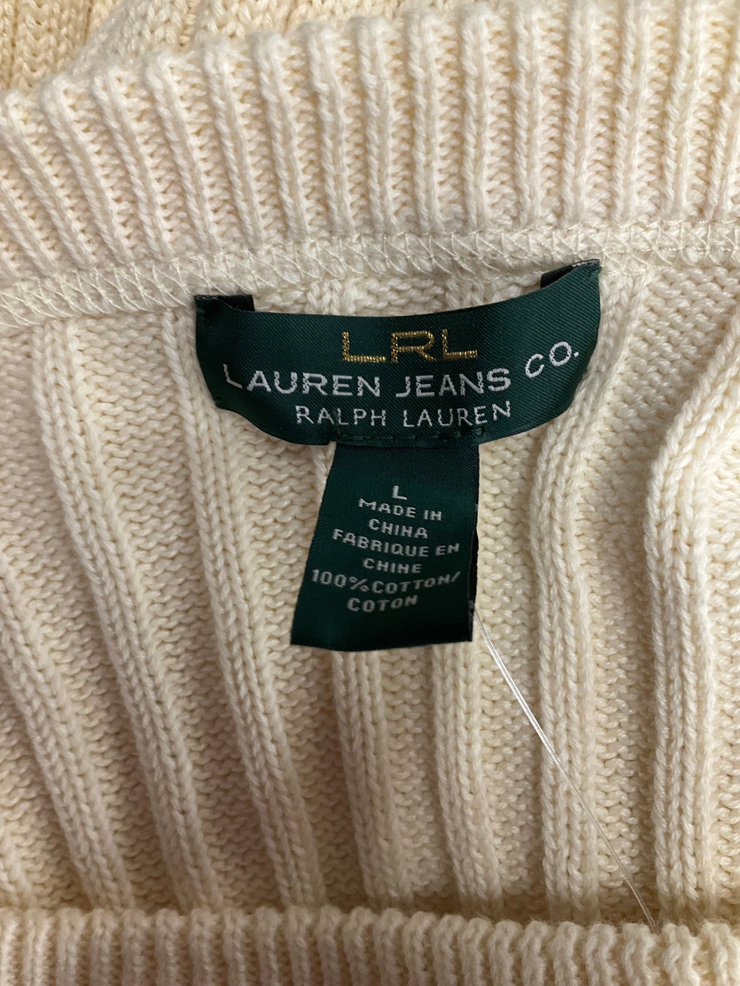 Cream Sweater Lauren By Ralph Lauren, Size L