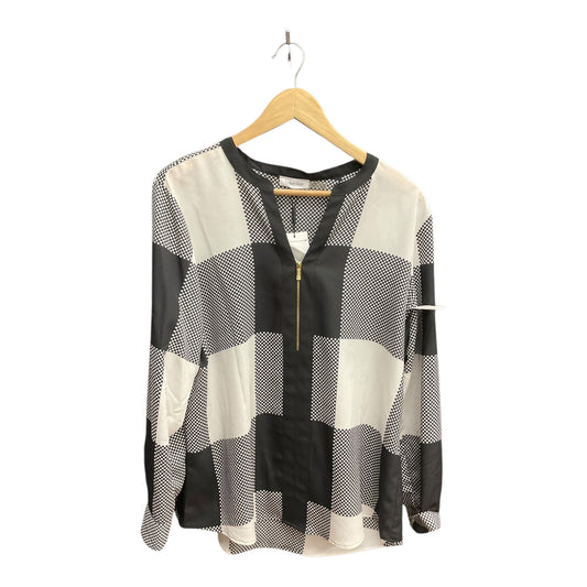 Top Long Sleeve By Calvin Klein In Black & White, Size: Xl