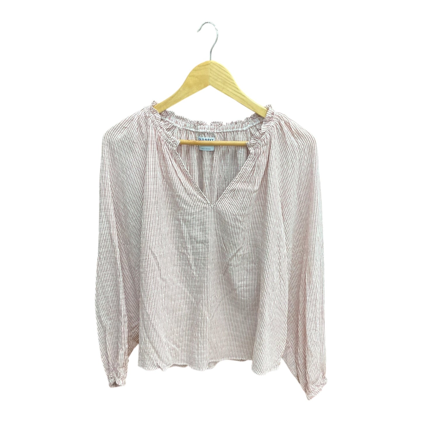 Top Long Sleeve By Old Navy In Pink & White, Size: M