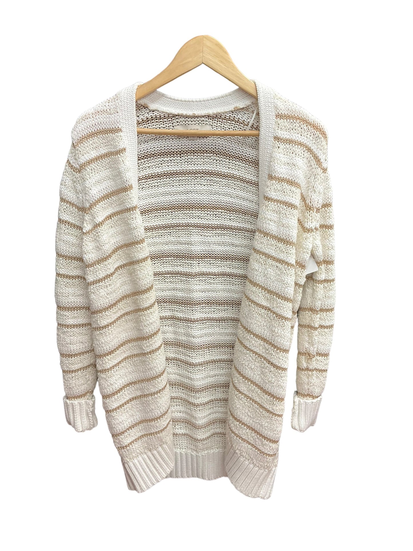 Tan & White Cardigan Loft, Size S