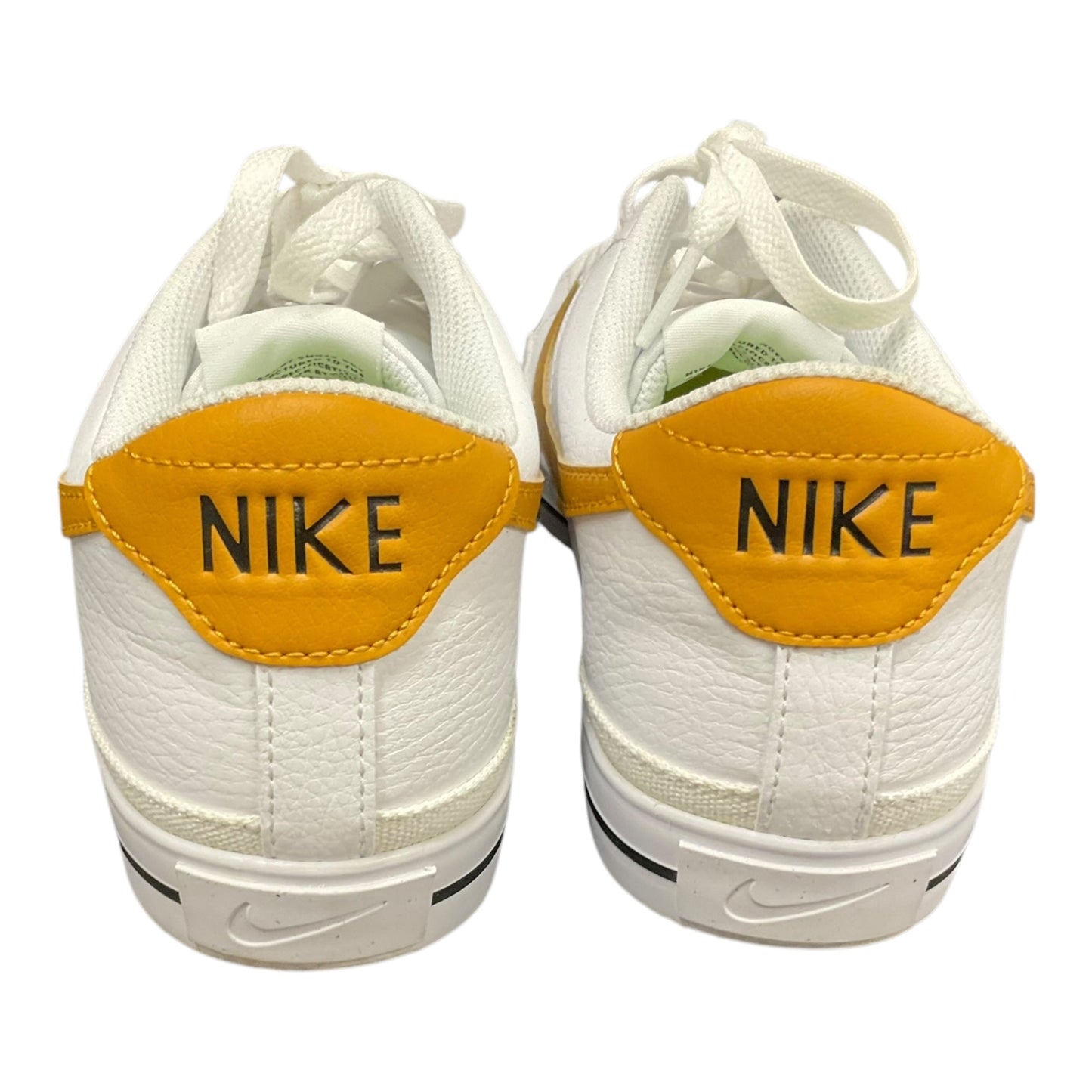 Shoes Sneakers By Nike In White & Yellow, Size: 10