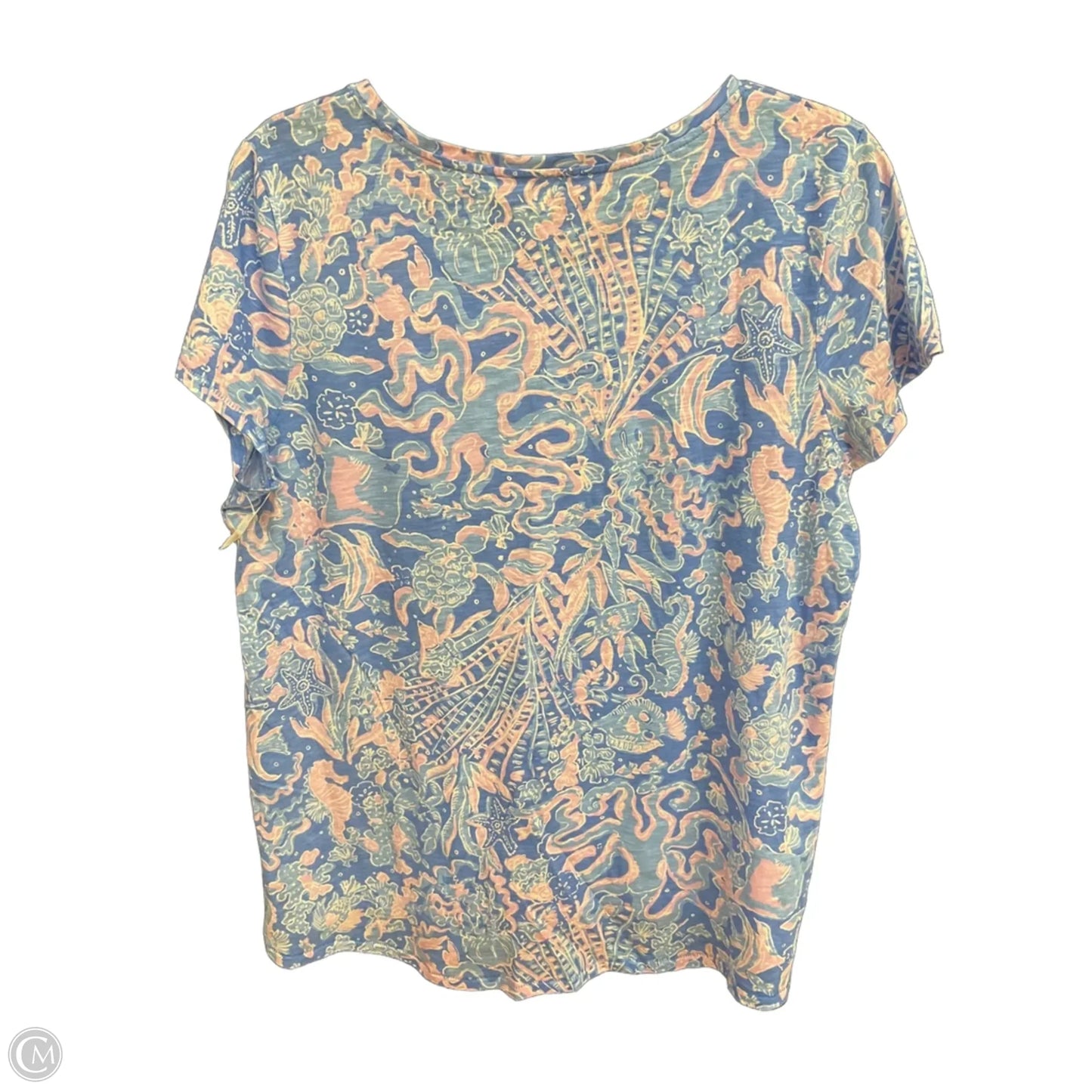 Top Short Sleeve Designer By Lilly Pulitzer In Blue, Size: L
