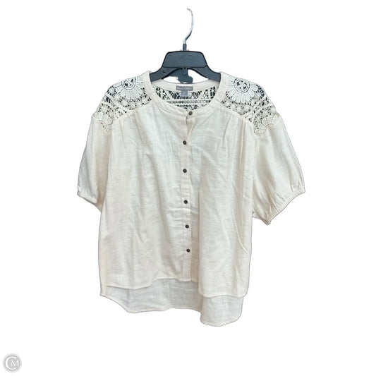 Top Short Sleeve By Falls Creek In Cream, Size: 1x