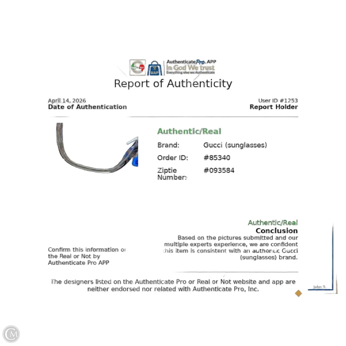 Sunglasses Luxury Designer By Gucci, Size: Medium