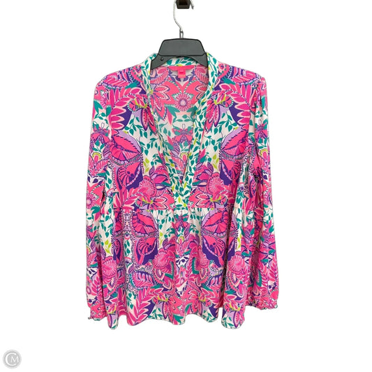 Top 3/4 Sleeve Designer By Lilly Pulitzer In Pink, Size: Xl