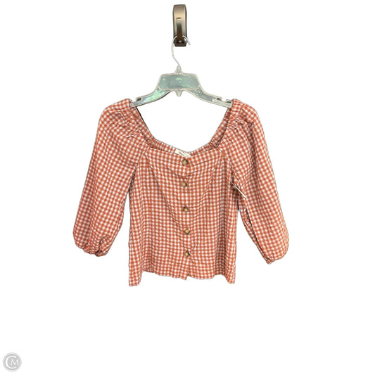 Top Short Sleeve By Madewell In Plaid Pattern, Size: Xs