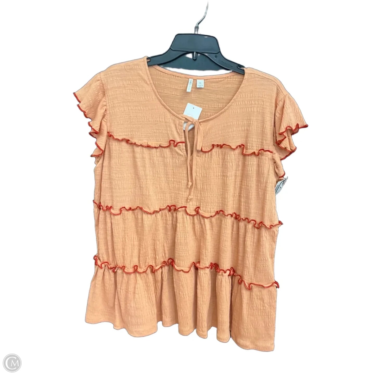 Top Short Sleeve By Cato In Peach, Size: Xl