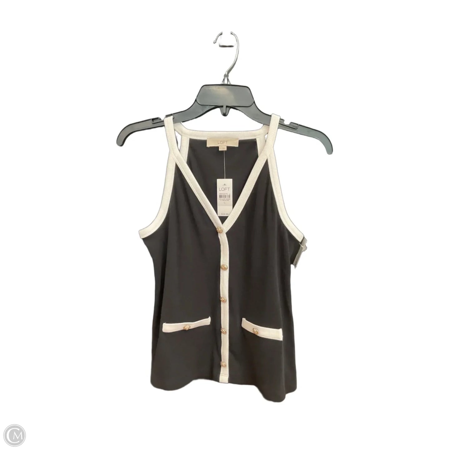 Top Sleeveless By Loft In Black, Size: L
