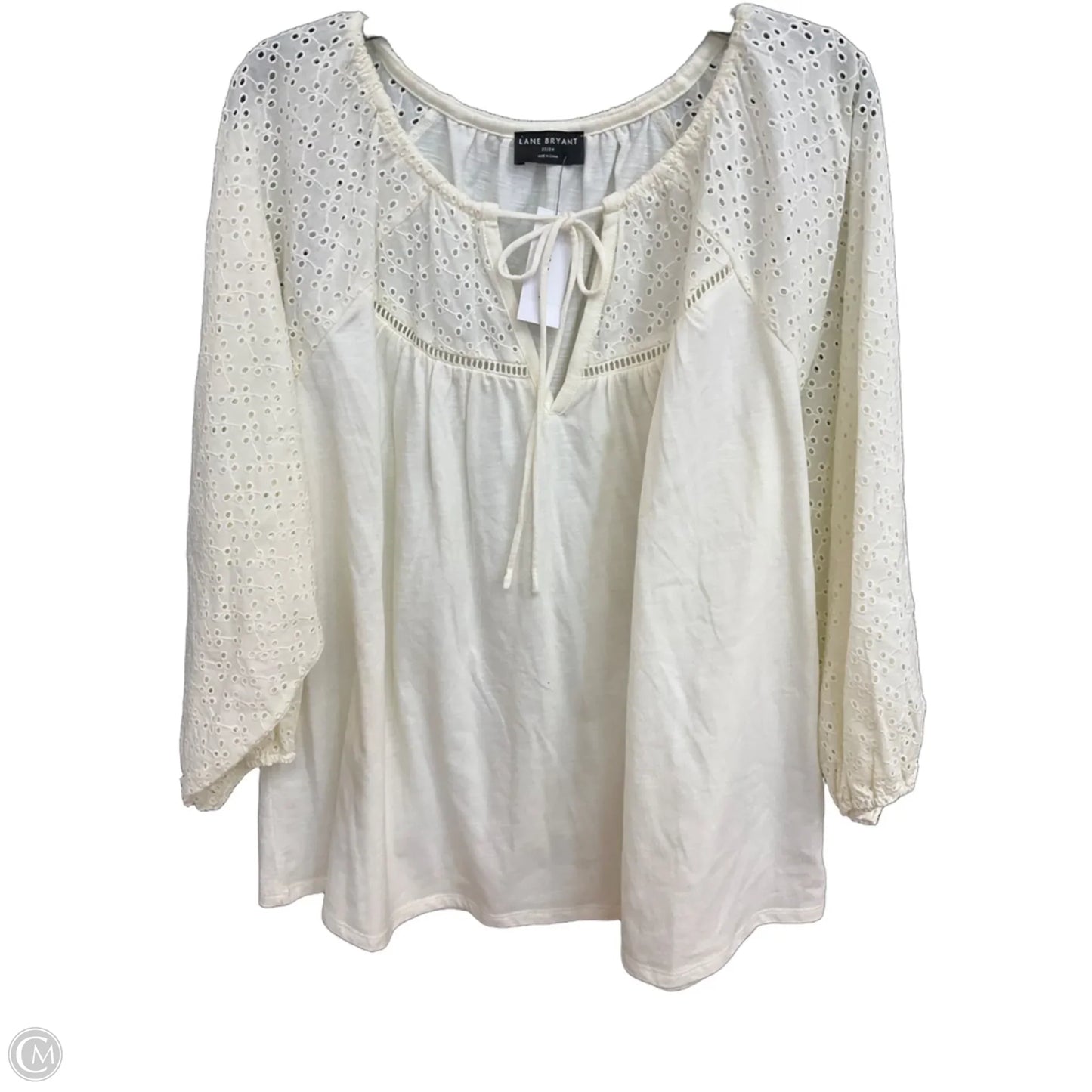 Top Long Sleeve By Lane Bryant In White, Size: 2x