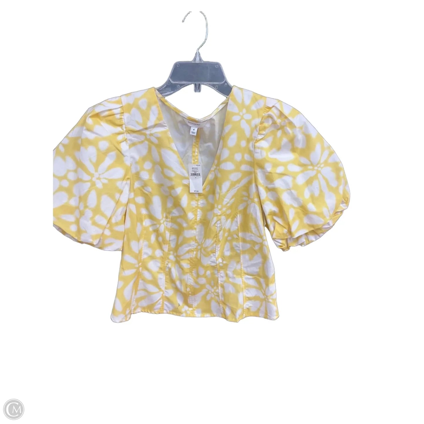 Top Short Sleeve By Banana Republic In Yellow, Size: S