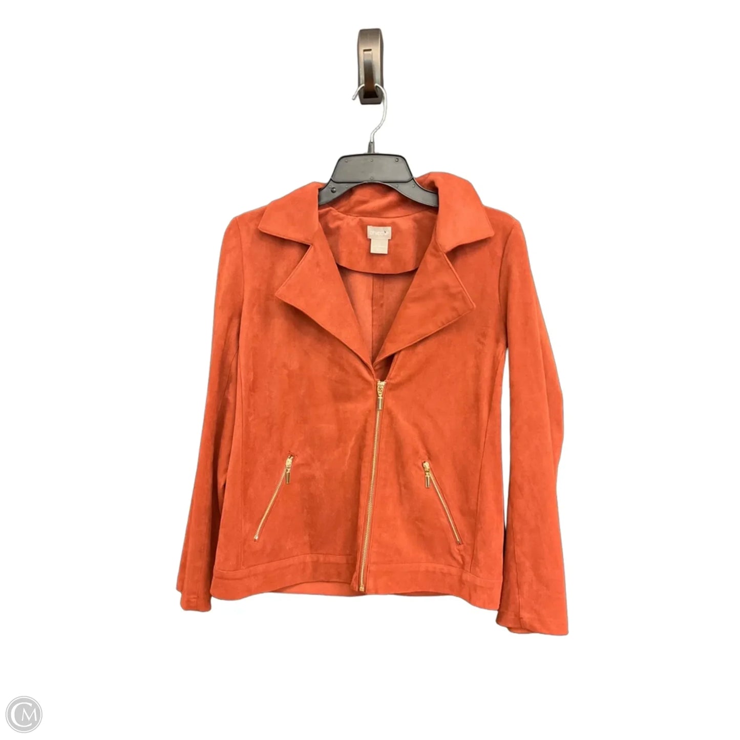 Jacket Leather By Chicos In Orange, Size: S