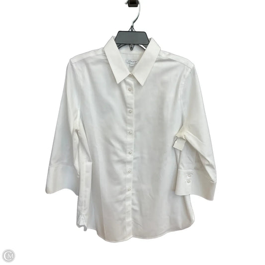 Blouse Long Sleeve By Chicos In White, Size: M