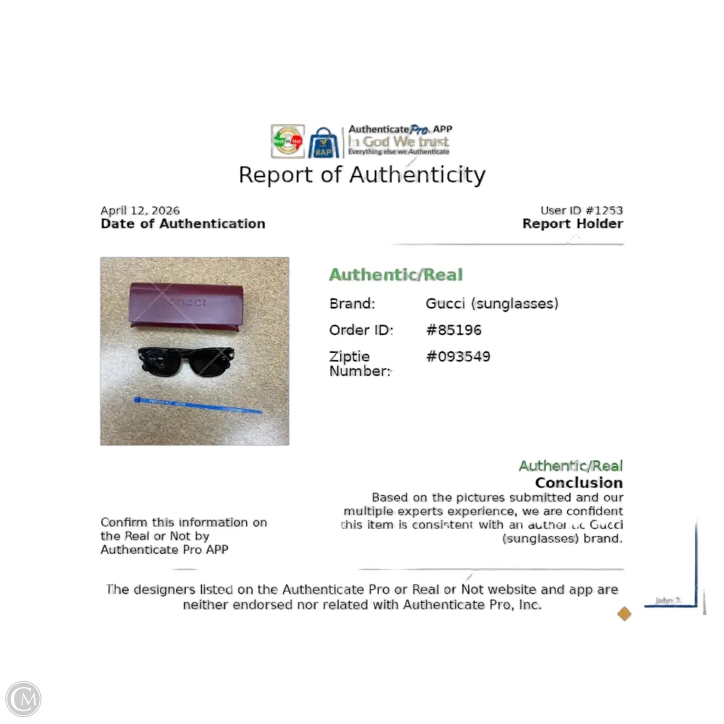 Sunglasses Luxury Designer By Gucci, Size: Medium