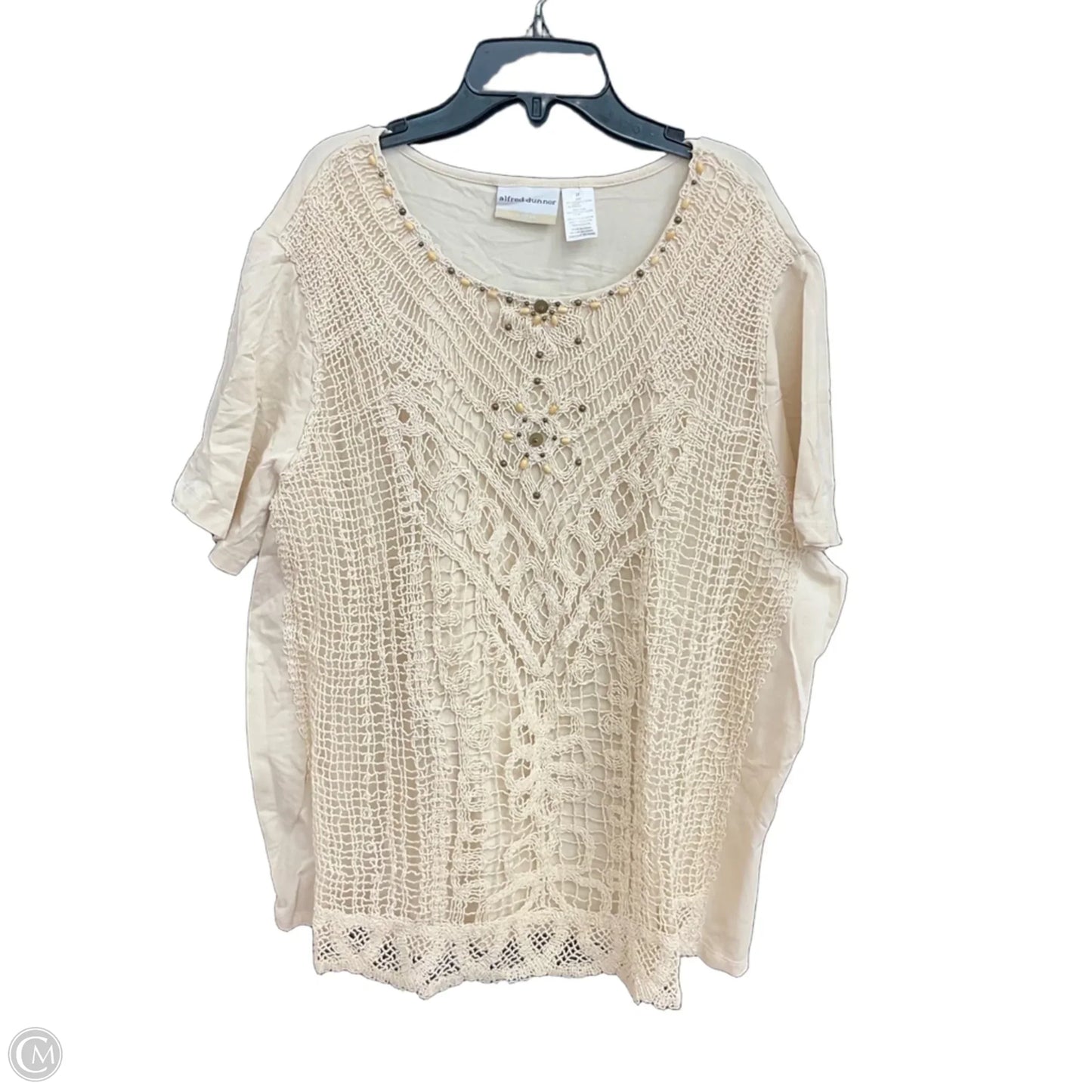 Top Short Sleeve By Alfred Dunner In Beige, Size: 2x
