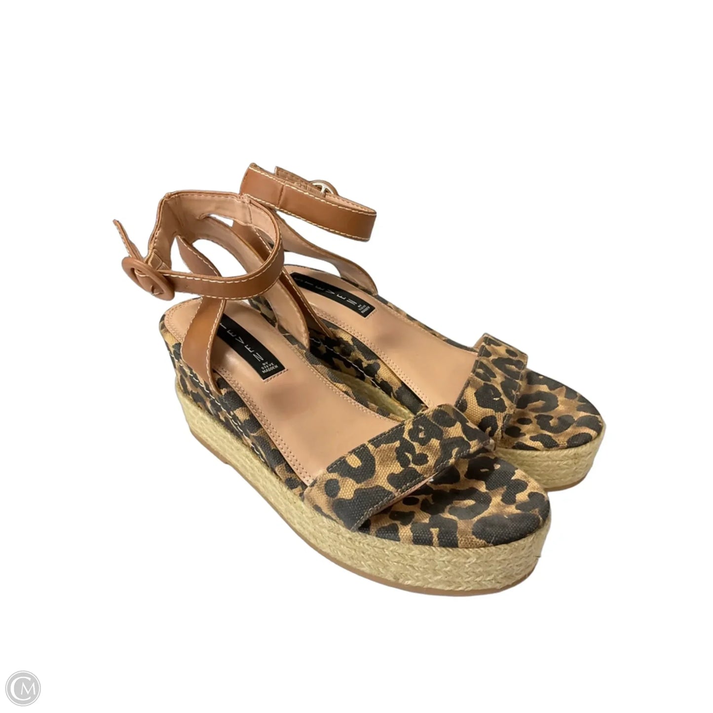 Sandals Heels Wedge By Steve Madden In Animal Print, Size: 8.5