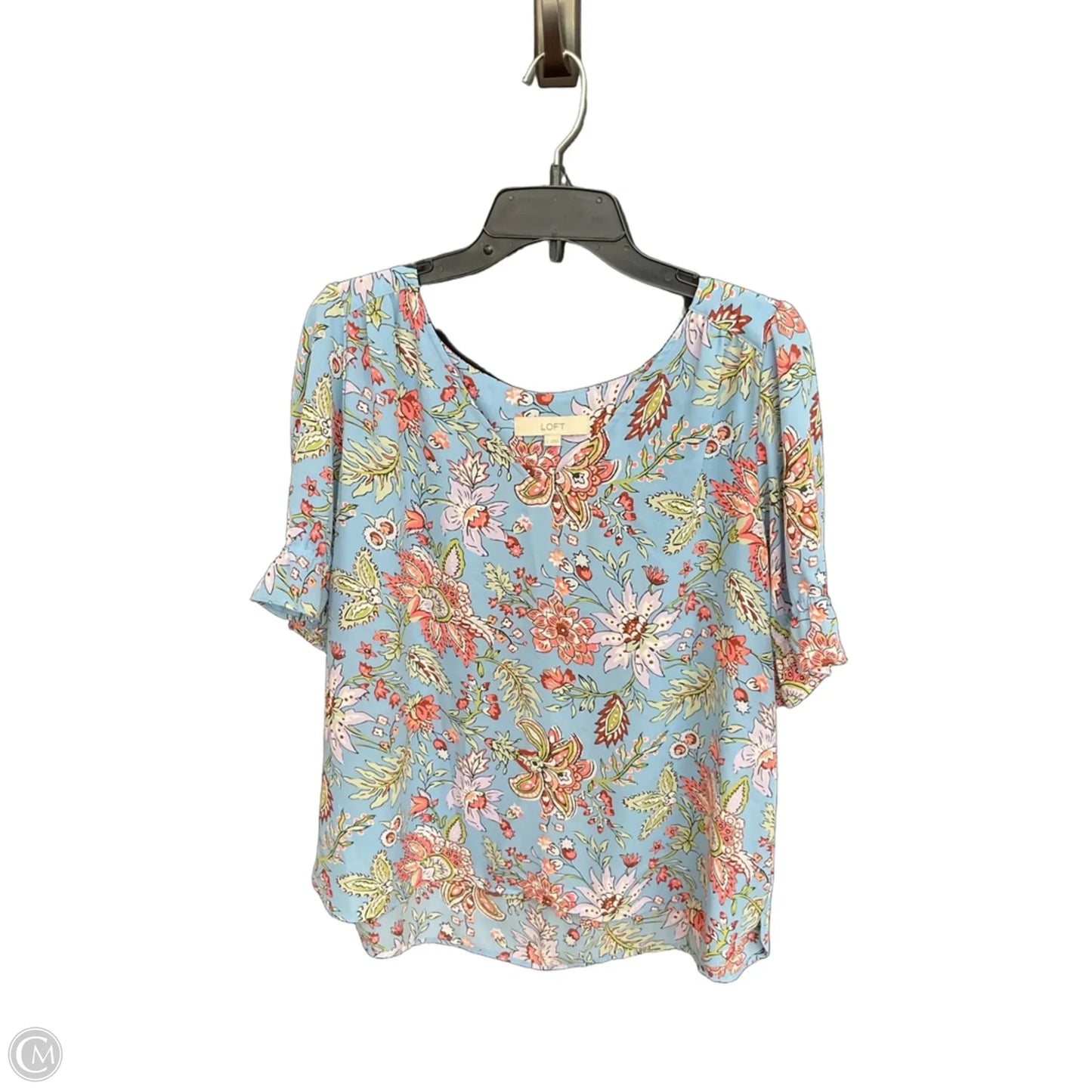 Top Short Sleeve By Loft In Blue, Size: L