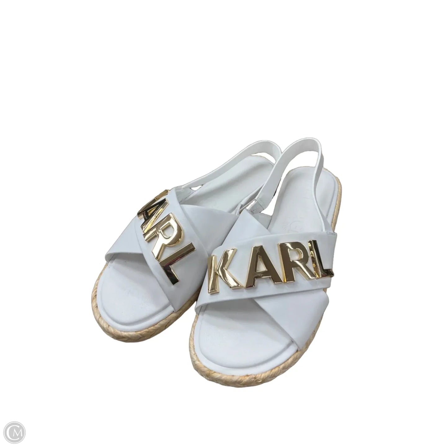 Sandals Designer By Karl Lagerfeld In White, Size: 9.5