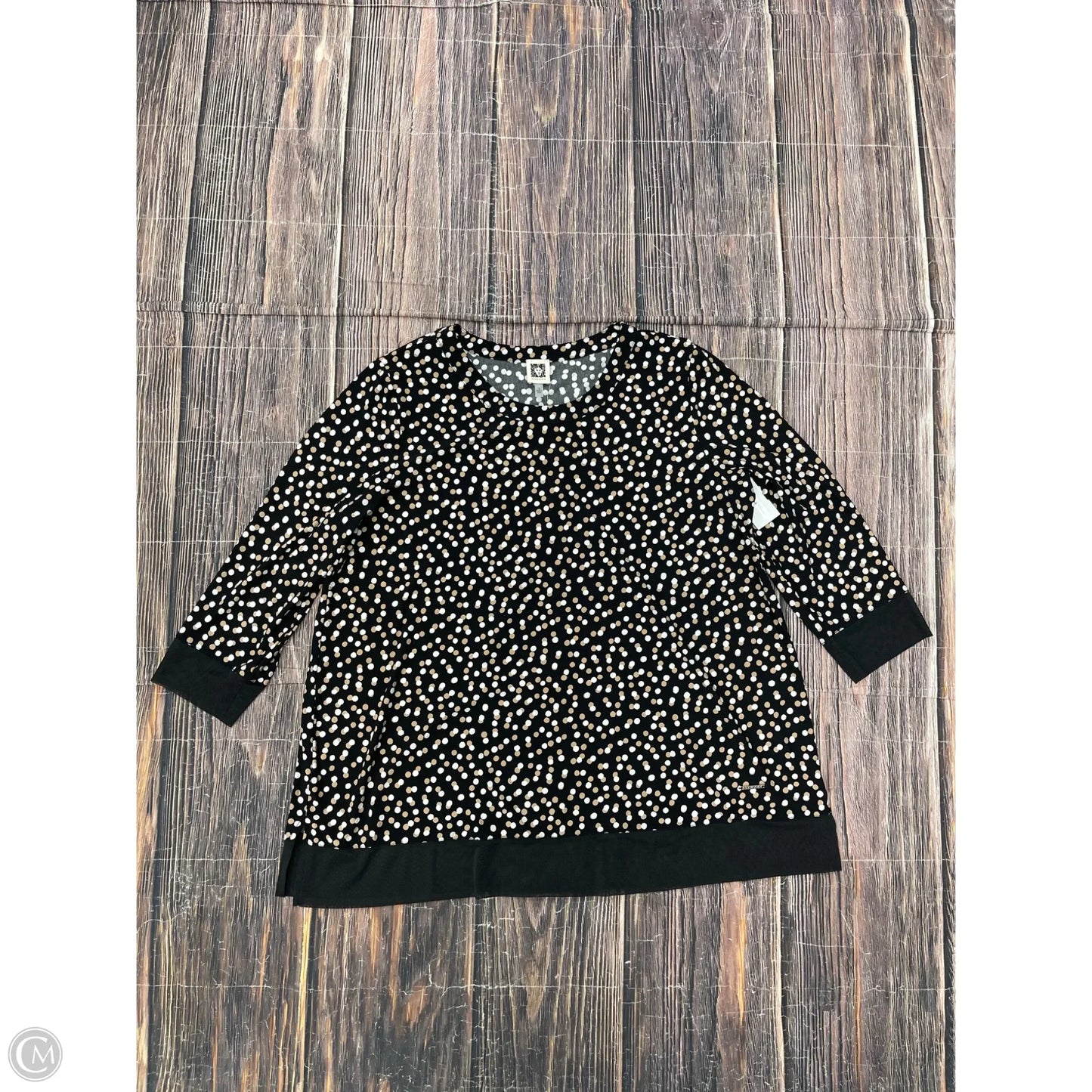 Top Long Sleeve By Anne Klein In Black, Size: 1x