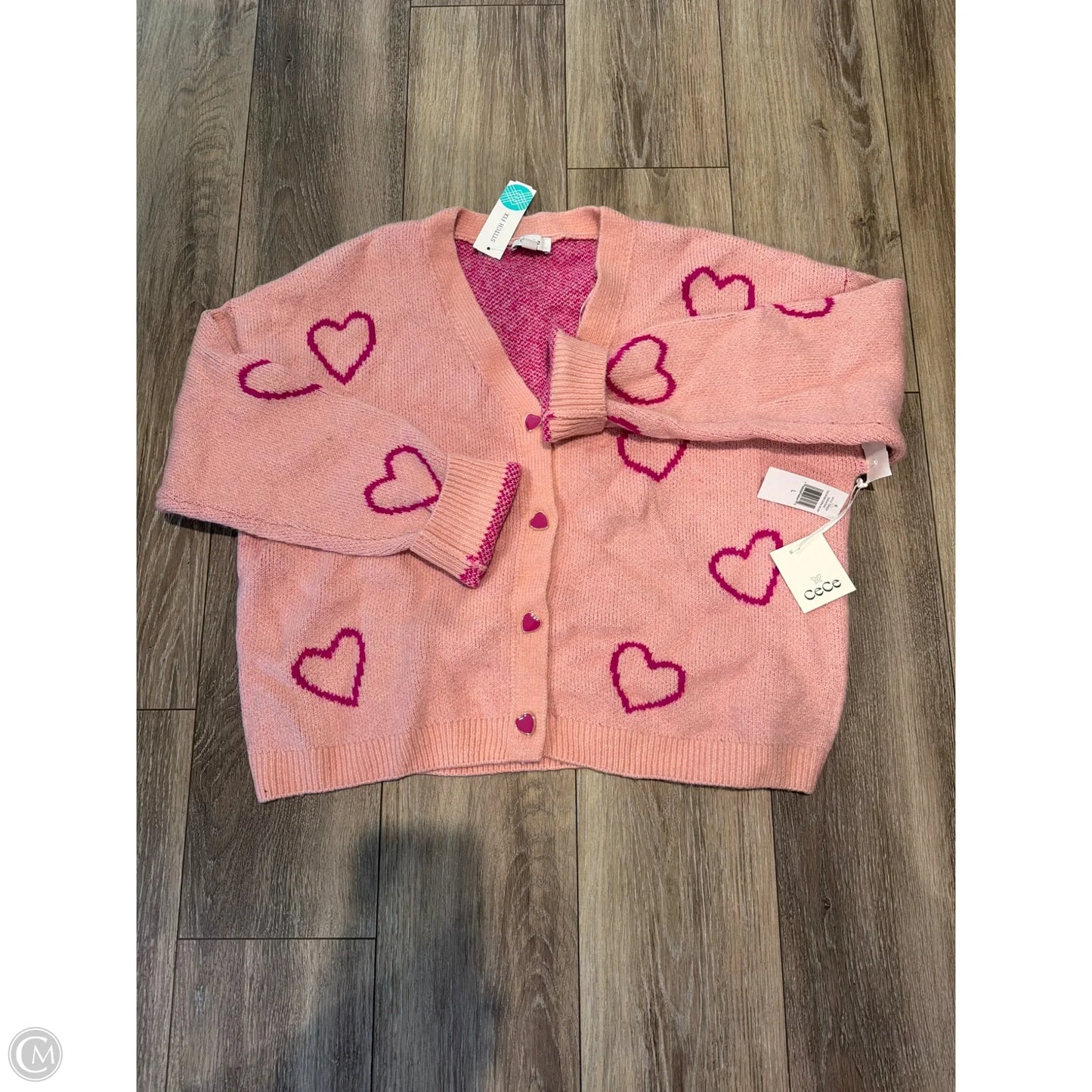 Sweater Cardigan By Cece In Pink, Size: L