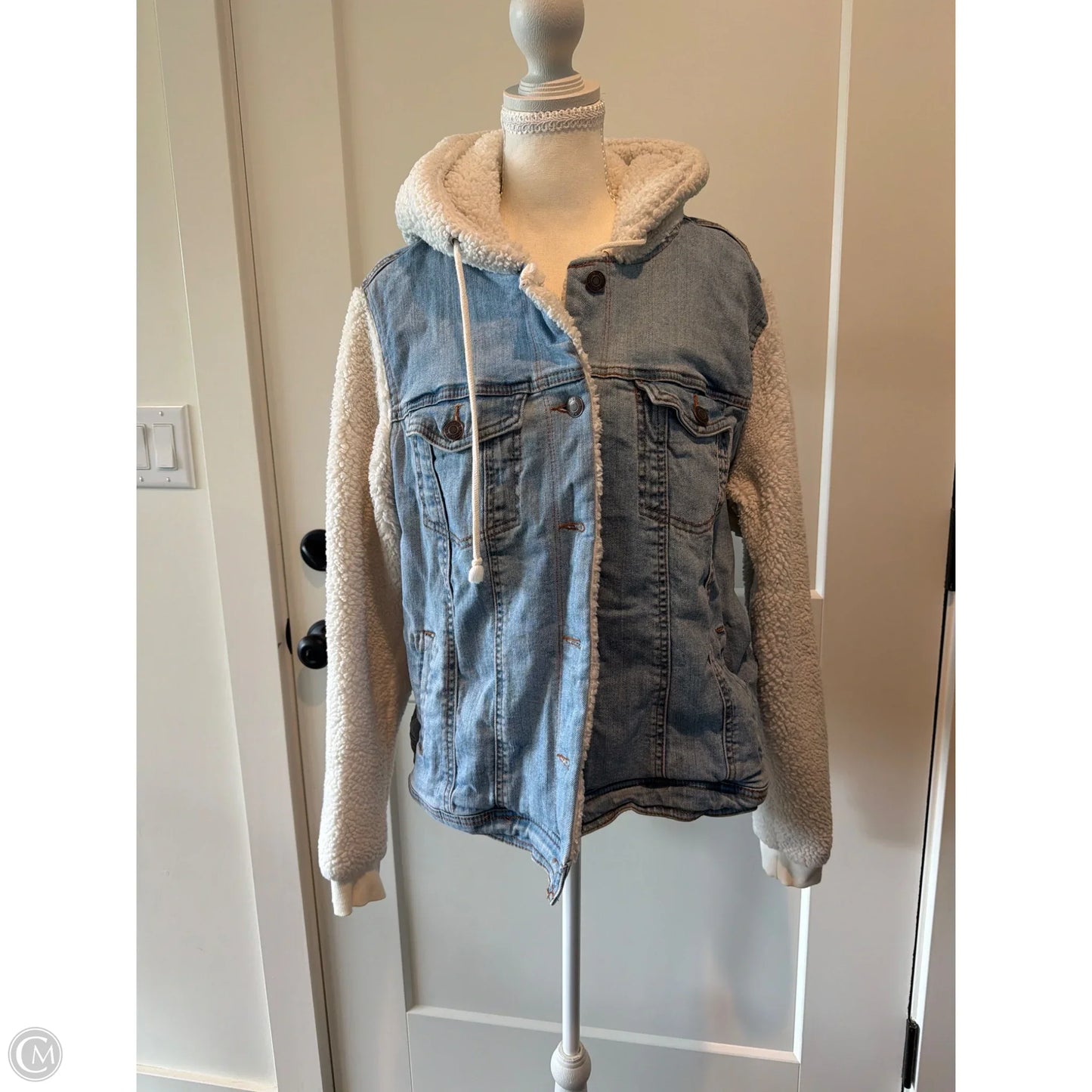 Jacket Faux Fur & Sherpa By Maurices In Blue, Size: 1x