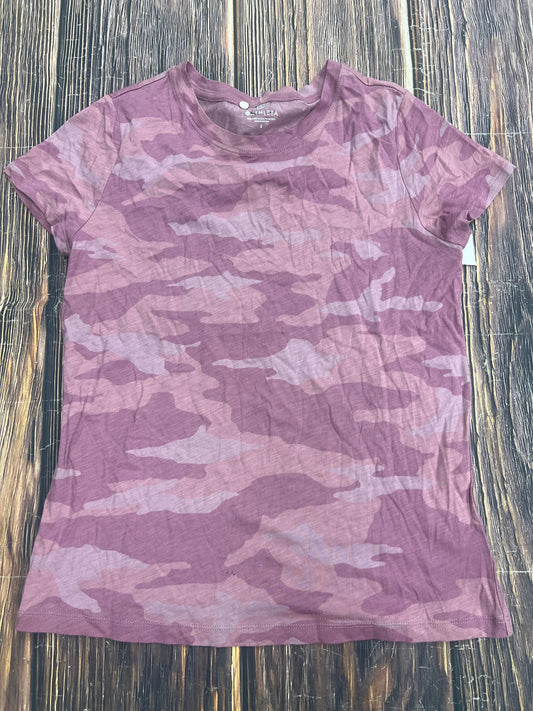 Camouflage Print Top Short Sleeve Basic Athleta, Size S