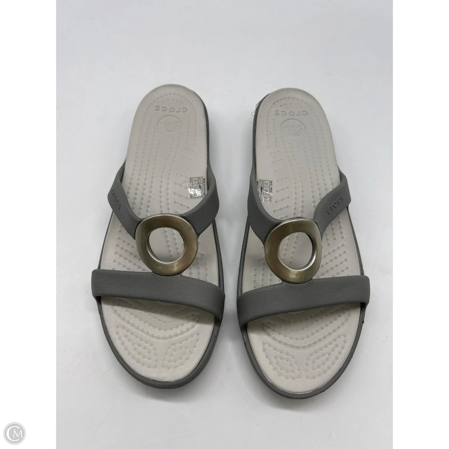 Sandals Flats By Crocs In Grey, Size: 8