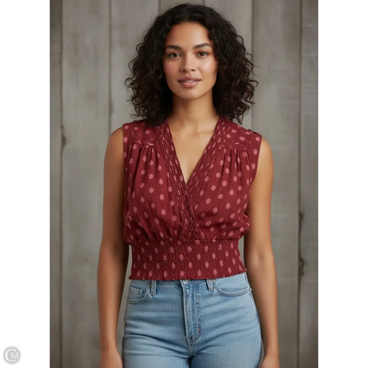 Top Short Sleeve By Anthropologie In Maroon, Size: L