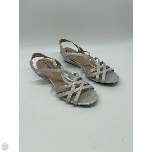 Sandals Flats By Life Stride In Silver, Size: 8.5