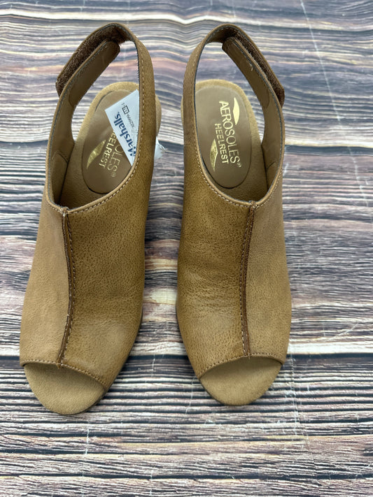 Tan Sandals Heels Wedge Aerosoles, Size 6.5