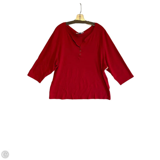Top Long Sleeve Basic By Karen Scott In Red, Size: 3x
