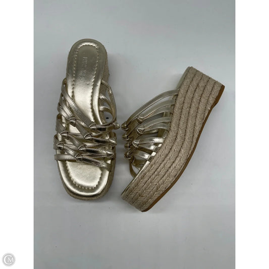 Sandals Heels Wedge By Nine West In Gold, Size: 7.5