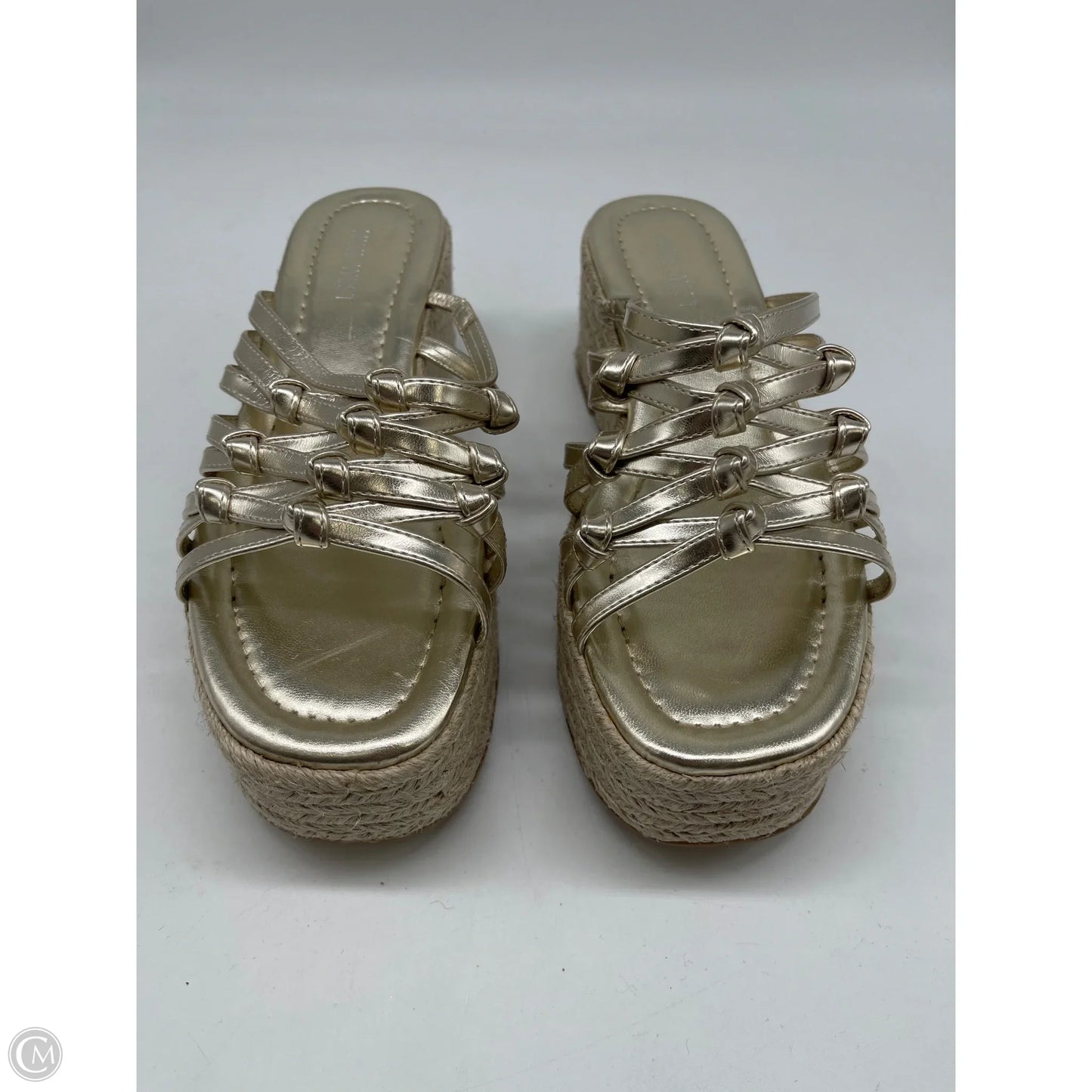 Sandals Heels Wedge By Nine West In Gold, Size: 7.5