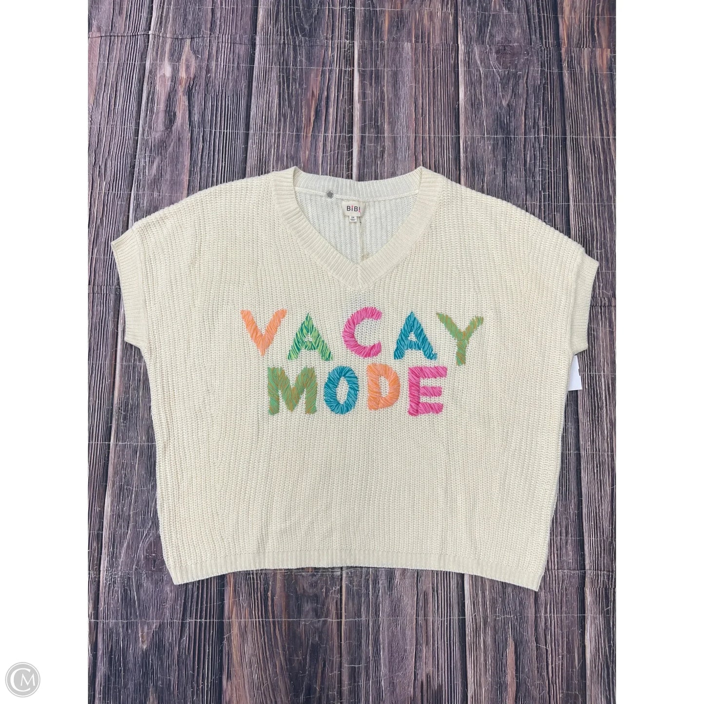 Sweater Short Sleeve By Bibi In Cream, Size: 2x