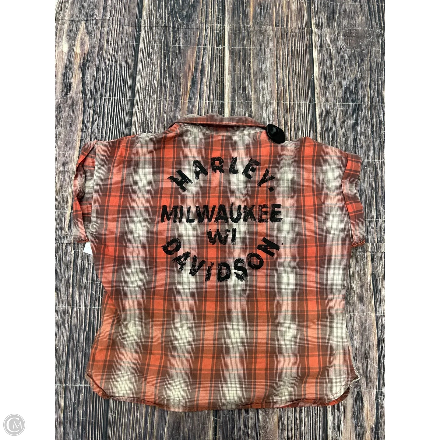 Top Short Sleeve By Harley Davidson In Orange, Size: M
