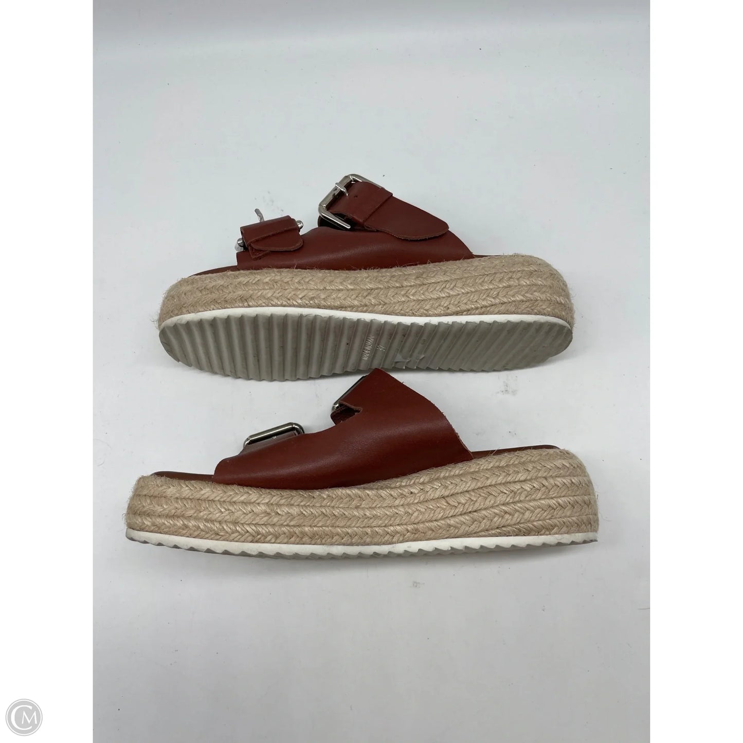 Sandals Heels Wedge By Anthropologie In Brown, Size: 7