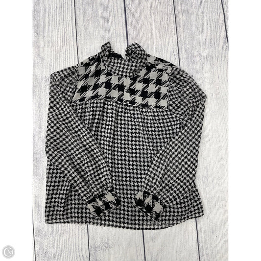 Top Long Sleeve By Ann Taylor In Black & Grey, Size: L